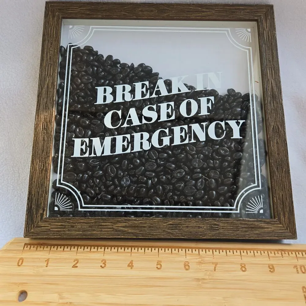Coffee Shop Picture Bean Filled Wall Art Box Break In Case of Emergency Cafe 3D